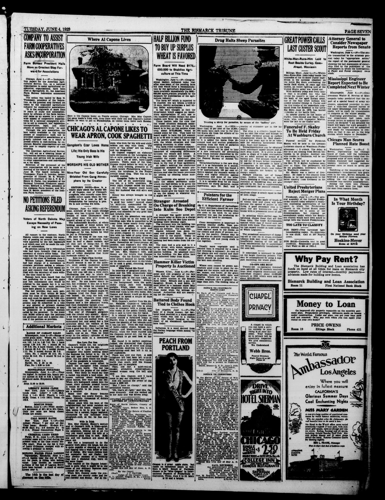 Page 7 of The Bismarck Tribune, Bismarck, North Dakota, 4 June 1929