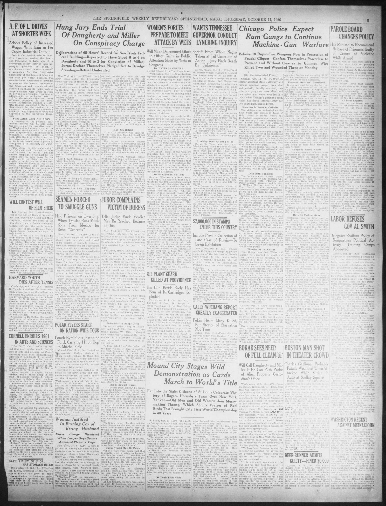Page 5 of the Springfield Weekly Republican, Springfield, Massachusetts, 14 October 1926