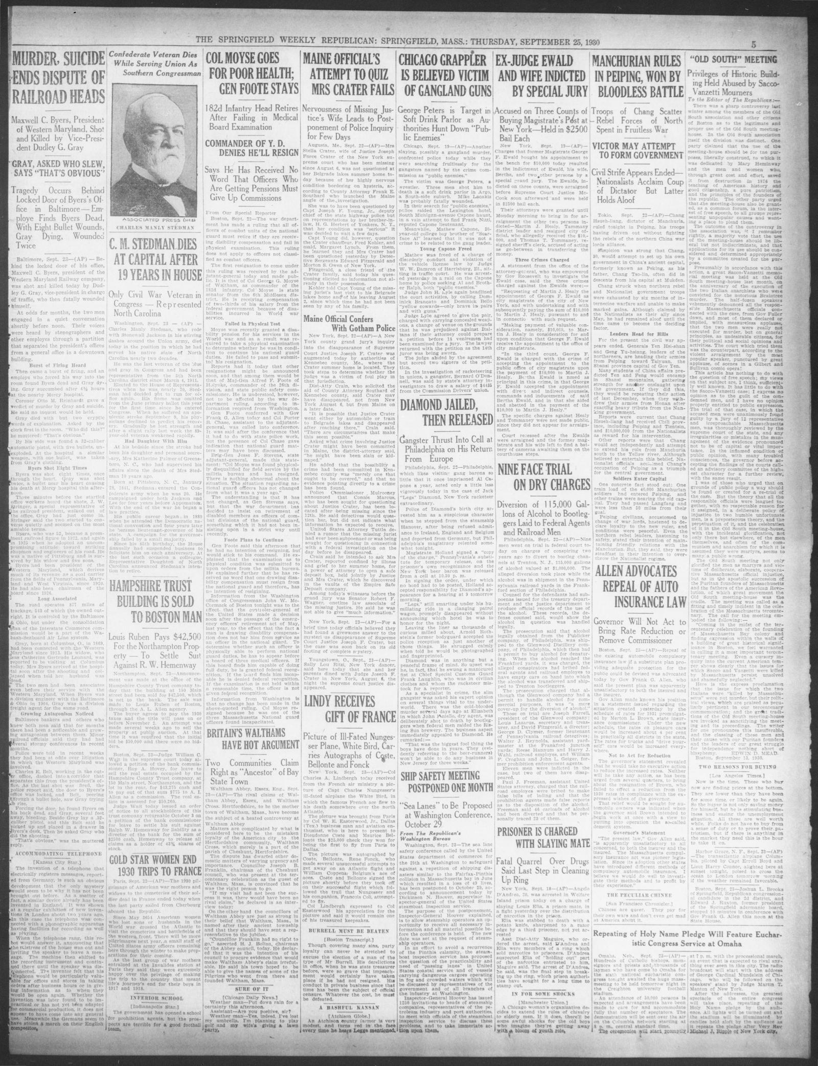 Page 5 of the Springfield Weekly Republican, Springfield, Massachusetts, 25 September 1930